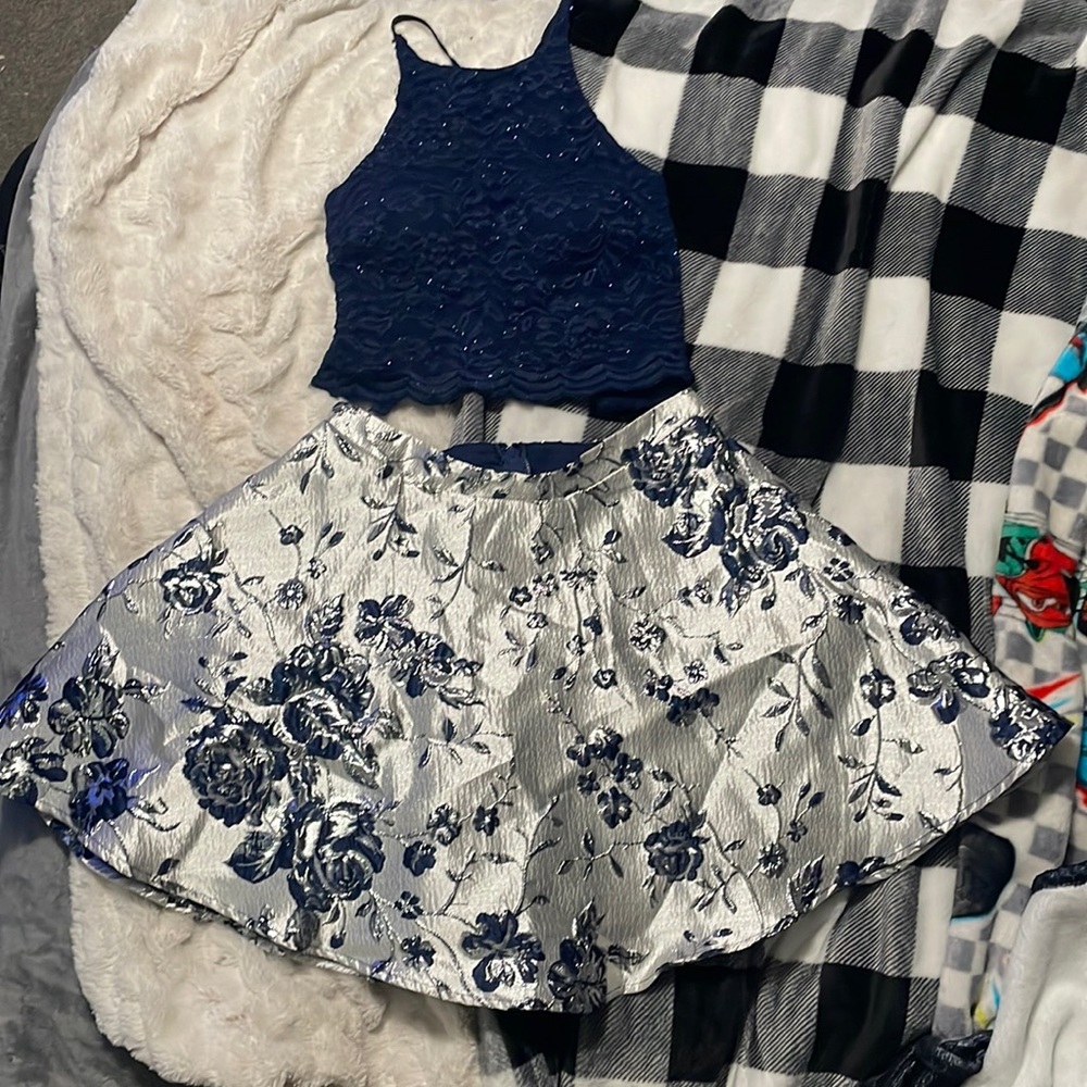 Blue/silver two piece dress